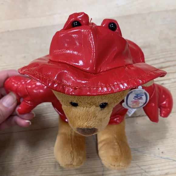 Mary Meyer Teddy Bear “Claws for Paws” NWT red raincoat rain hat lobster - Picture 7 of 8